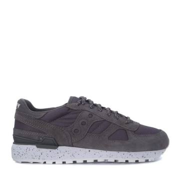 Saucony Shadow Sneaker In Grey Suede And Canvas