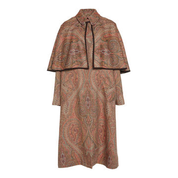 Collared Paisley Wool-Silk Coat