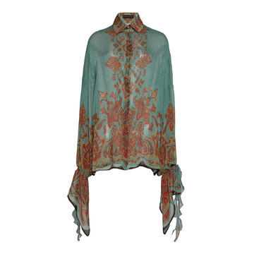 Collared Printed Silk Blouse