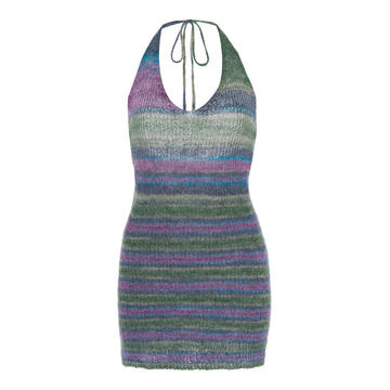 Halter-Style Mini Sweater Dress