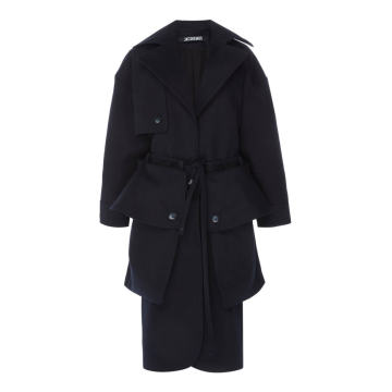 Long Exaggerated Pocket Trench Coat