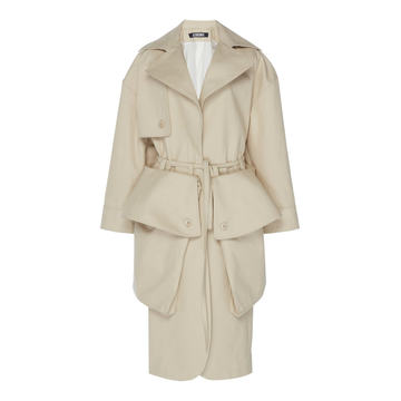 Long Exaggerated Pocket Trench Coat