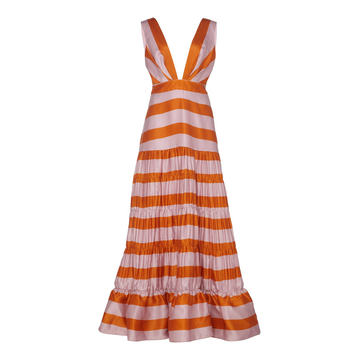 Viveza Colorida Striped Silk Gown