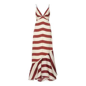 Parada En Altamar Striped Crepe De Chine Maxi Dress