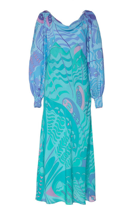 Philipa Psychedelic Butterfly-Print Silk Midi Dress展示图