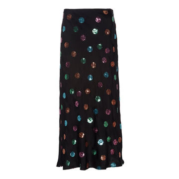 Kelly Sequin Silk Midi Slip Skirt