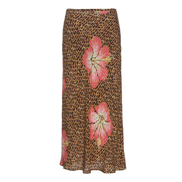 Kelly Abstract Silk Midi Slip Skirt