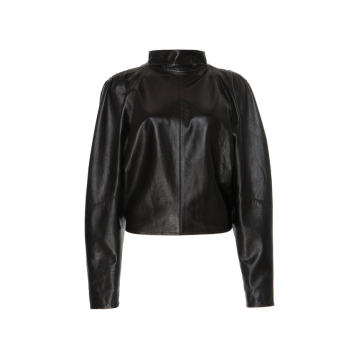 Caby Leather Mock Neck Blouse