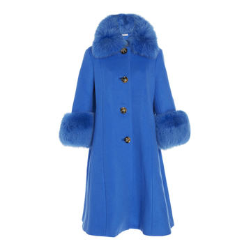 Yvonne Fox Fur-Trimmed Wool Coat