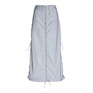 Reflective Drawcord-Hem Midi Skirt