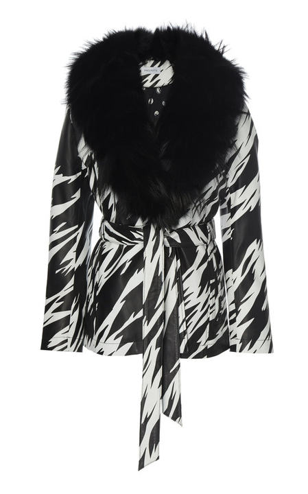 Ritual Fox Fur-Trimmed Printed Leather Jacket展示图