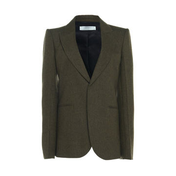 Wool-Blend Notched Lapel Blazer