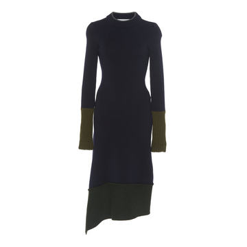 Two-Tone Wool-Blend Knit Dress