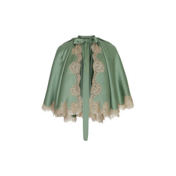 Satin Bow Lace Trim Cape