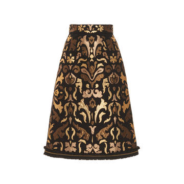 Metallic Jacquard Gold Leopard Print Skirt