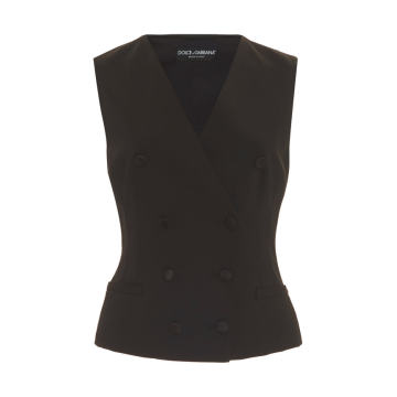 Collarless Double-Breasted Tuxedo Vest