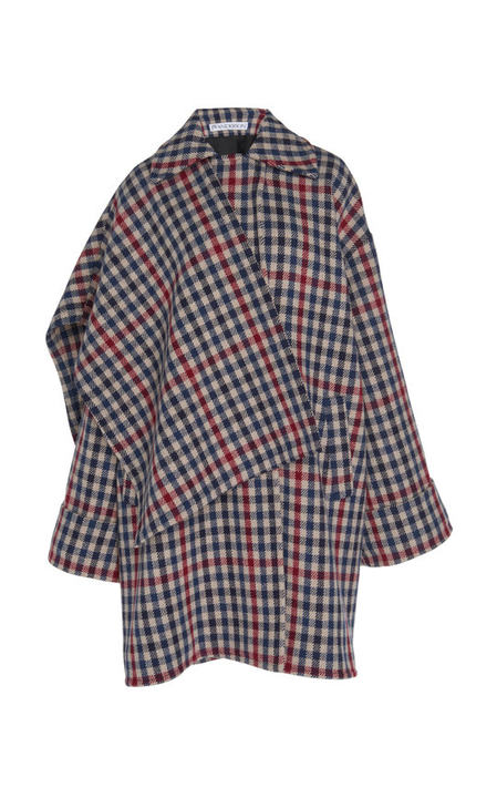 Wool-Blend Check Blanket Coat展示图