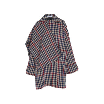 Wool-Blend Check Blanket Coat