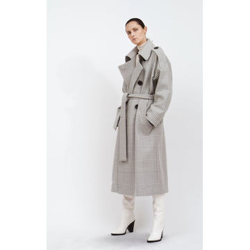 Houndstooth Plaid Overcoat