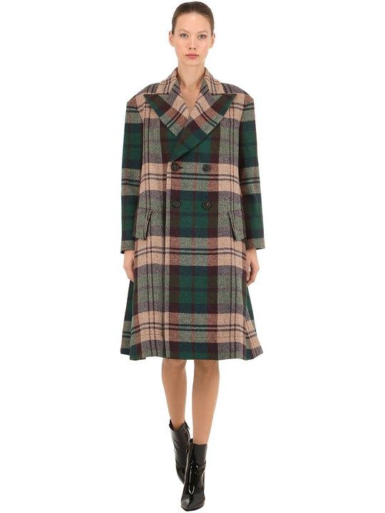 BELTED WOOL PLAID COAT展示图