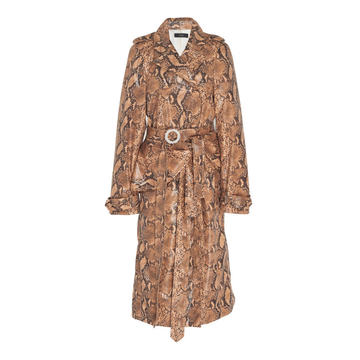 Snakeskin Drop Waist Peplum Trench