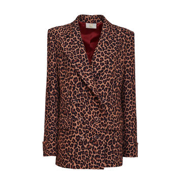 Double-Breasted Leopard-Print Blazer