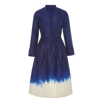 Belted Tie-Dyed Silk-Taffeta Midi Dress