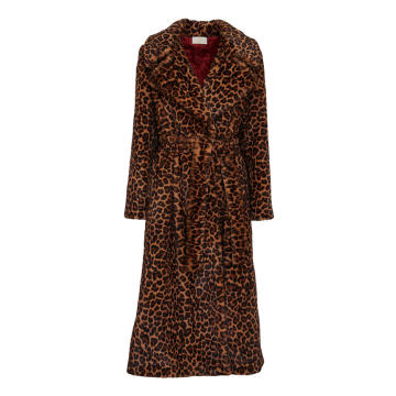 Oversized Long Leopard-Print Fur Coat
