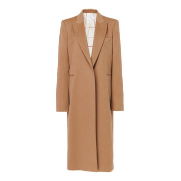 Virgin Wool Peaked Lapel Coat