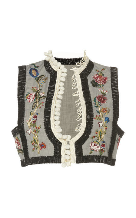 Cropped Floral Embroidered Vest展示图