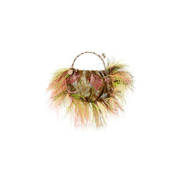 Fleur Feather Accented Fabric Bag