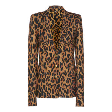 Tailored Leopard Print Wool Blazer