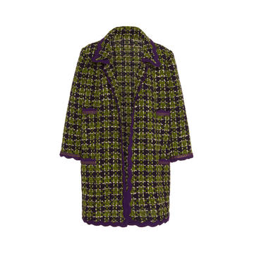 Scallop-Trimmed Chunky Check Coat