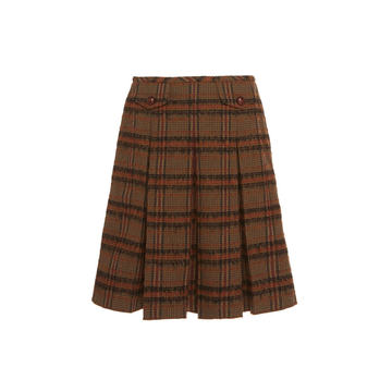 Brushed Plaid A-Line Skirt