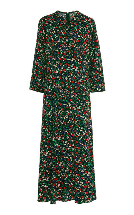 Carnation-Print Crepe Midi Dress展示图