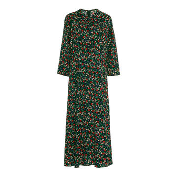 Carnation-Print Crepe Midi Dress