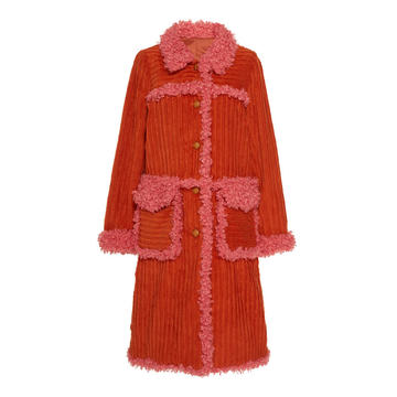 Cozy Cords Faux Fur-Trimmed Coat