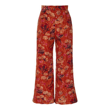 Field Of Flowers Ruffled-Hem Straight-Leg Pants