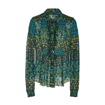 Patchwork Petals Metallic Jacquard Blouse