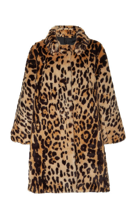 Faux Fur Leopard-Print Swing Coat展示图