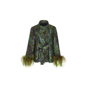 Winter Garden Metallic Jacquard Tie-Front Jacket