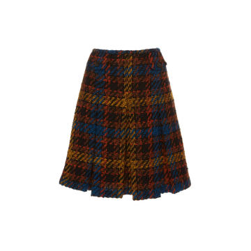High-Waisted Multicolored Tweed Skirt