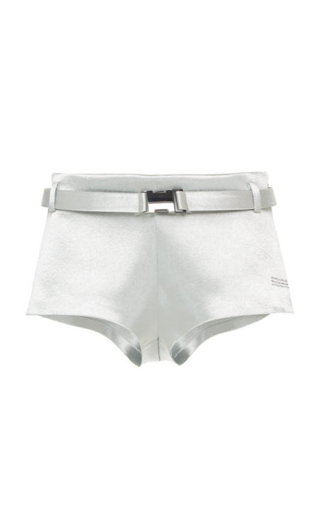 Duchess Satin Mini Shorts With Buckle Belt展示图