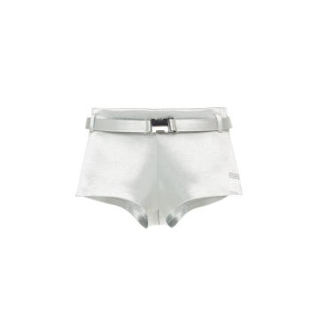Duchess Satin Mini Shorts With Buckle Belt