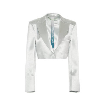 Single-Breasted Cropped Satin Blazer