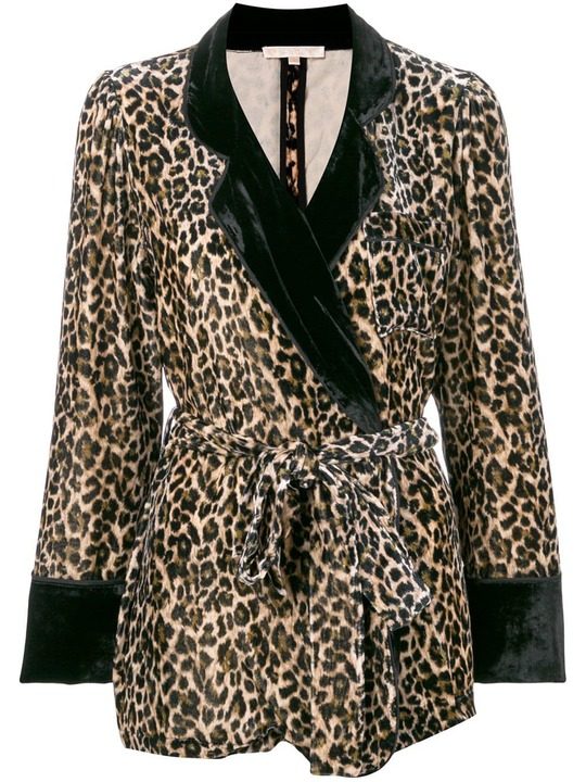 leopard print velvet blazer展示图