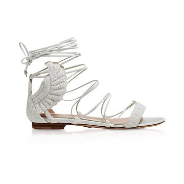 White Glitter Malikah Flat Sandals