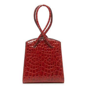 Twisted Wristlet Croc Embossed Leather Bag