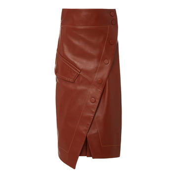 Rhea Asymmetric Leather Midi Skirt