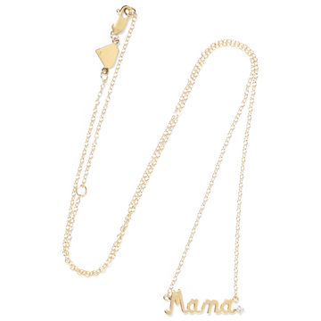 Mama 14K 黄金钻石项链